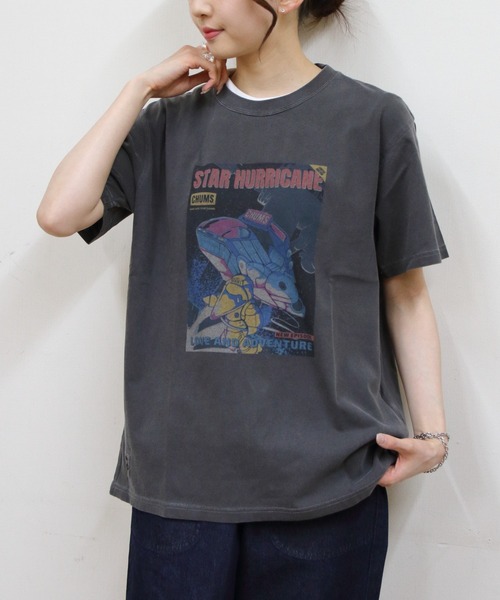 CHUMS チャムス トップス Tシャツ 半袖Tシャツ チャムススターハリケーンTシャツ レディース グラフィック コットン100％ CH11-2529 CHUMS Star Hurricane T-Shirt/チャムススターハリケーンTシャツ