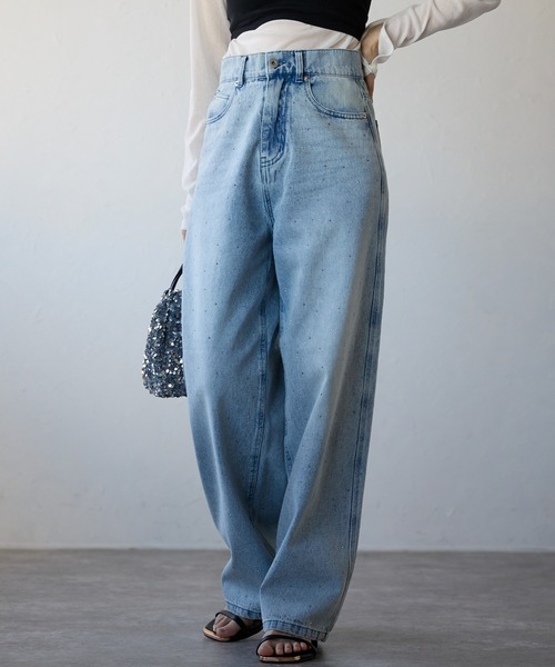 セール】ラインストーン デニムパンツ（デニムパンツ）｜r