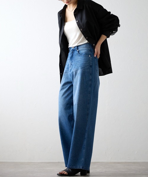 r.(アールドット)の「ラインストーン デニムパンツ(デニムパンツ・レディース・ライトブルー/ブラック/ブルー・SMALL/MEDIUM)」の13枚目の写真