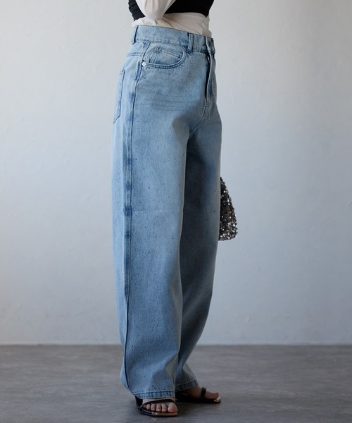 セール】ラインストーン デニムパンツ（デニムパンツ）｜r.（アール
