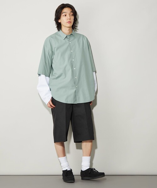 CITEN（シテン）の「＜CITEN＞スタンダードハーフスリーブシャツ（シャツ/ブラウス・メンズ・ダークグレー/ライトグレー/ライム/オリーブ/ライトブルー・S/M/L）」の7枚目の写真