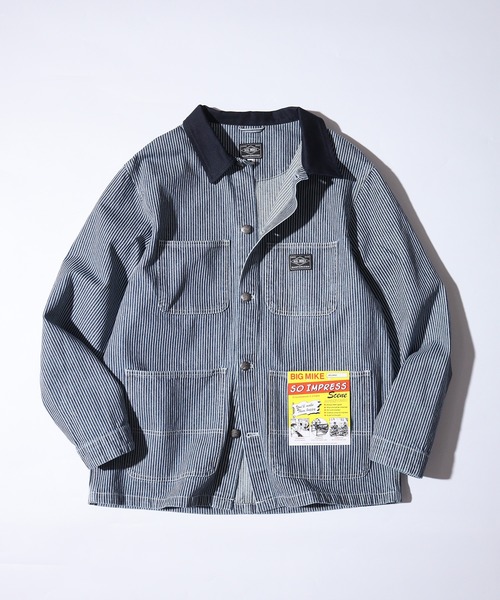 BIG MIKE(ビッグマイク)の「BIG MIKE Duck Collar Denim Shirt Jacket ダックカラー デニムシャツジャケット(カバーオール・メンズ・ダークインディゴブルー/ライトインディゴブルー/ストライプ・L/XL/M)」の3枚目の写真