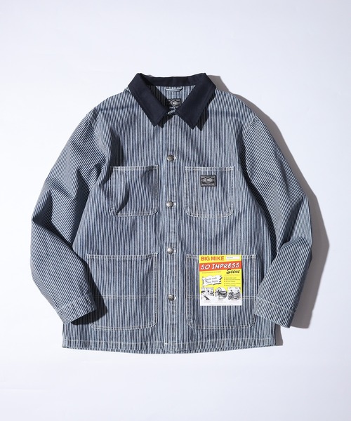 BIG MIKE(ビッグマイク)の「BIG MIKE Duck Collar Denim Shirt Jacket ダックカラー デニムシャツジャケット(カバーオール・メンズ・ダークインディゴブルー/ライトインディゴブルー/ストライプ・L/XL/M)」の6枚目の写真