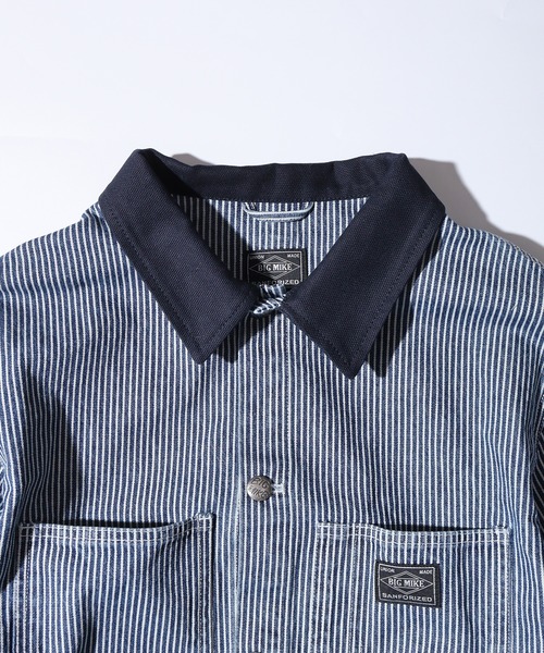 BIG MIKE(ビッグマイク)の「BIG MIKE Duck Collar Denim Shirt Jacket ダックカラー デニムシャツジャケット(カバーオール・メンズ・ダークインディゴブルー/ライトインディゴブルー/ストライプ・L/XL/M)」の7枚目の写真