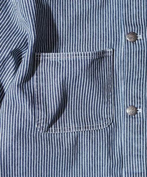 BIG MIKE(ビッグマイク)の「BIG MIKE Duck Collar Denim Shirt Jacket ダックカラー デニムシャツジャケット(カバーオール・メンズ・ダークインディゴブルー/ライトインディゴブルー/ストライプ・L/XL/M)」の8枚目の写真