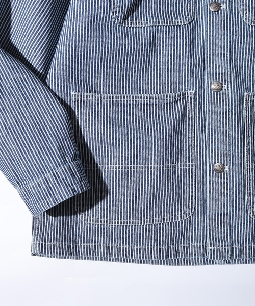 BIG MIKE(ビッグマイク)の「BIG MIKE Duck Collar Denim Shirt Jacket ダックカラー デニムシャツジャケット(カバーオール・メンズ・ダークインディゴブルー/ライトインディゴブルー/ストライプ・L/XL/M)」の12枚目の写真