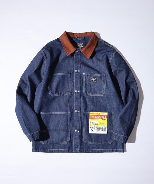 BIG MIKE(ビッグマイク)の「BIG MIKE Duck Collar Denim Shirt Jacket ダックカラー デニムシャツジャケット(カバーオール・メンズ・ダークインディゴブルー/ライトインディゴブルー/ストライプ・L/XL/M)」の4枚目の写真