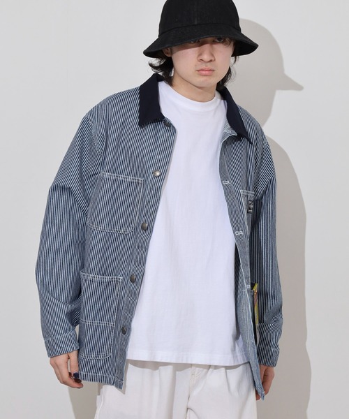 BIG MIKE(ビッグマイク)の「BIG MIKE Duck Collar Denim Shirt Jacket ダックカラー デニムシャツジャケット(カバーオール・メンズ・ダークインディゴブルー/ライトインディゴブルー/ストライプ・L/XL/M)」の19枚目の写真