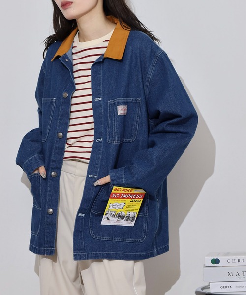 BIG MIKE(ビッグマイク)の「BIG MIKE Duck Collar Denim Shirt Jacket ダックカラー デニムシャツジャケット(カバーオール・メンズ・ダークインディゴブルー/ライトインディゴブルー/ストライプ・L/XL/M)」の15枚目の写真