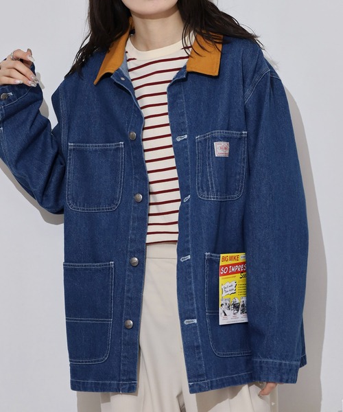 BIG MIKE(ビッグマイク)の「BIG MIKE Duck Collar Denim Shirt Jacket ダックカラー デニムシャツジャケット(カバーオール・メンズ・ダークインディゴブルー/ライトインディゴブルー/ストライプ・L/XL/M)」の16枚目の写真