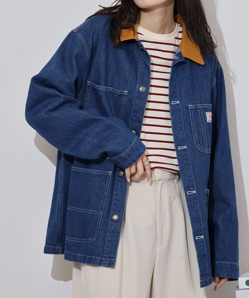 BIG MIKE(ビッグマイク)の「BIG MIKE Duck Collar Denim Shirt Jacket ダックカラー デニムシャツジャケット(カバーオール・メンズ・ダークインディゴブルー/ライトインディゴブルー/ストライプ・L/XL/M)」の17枚目の写真