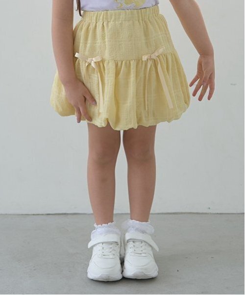 Lycee mine（リセマイン）の「【セットアップ可能】リボン付きバルーンスカート（スカート・キッズ・レモンイエロー/オフホワイト/ラベンダー・110cm/150cm/100cm/120cm/140cm/130cm）」の3枚目の写真