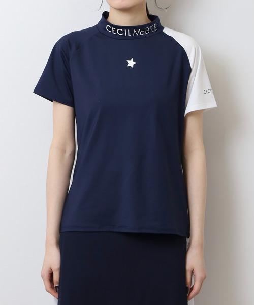 CECIL McBEE(セシルマクビー)の「スターバイカラーラグラン半袖モックネックシャツ(Tシャツ/カットソー・レディース・ホワイト/ネイビー・3(L)/2(M)/1(S))」の12枚目の写真