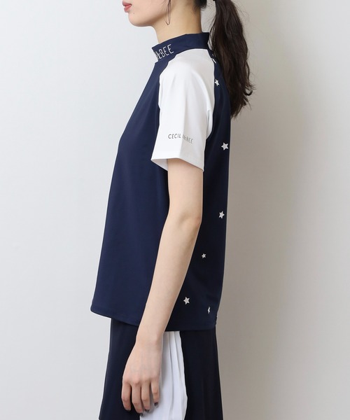 CECIL McBEE(セシルマクビー)の「スターバイカラーラグラン半袖モックネックシャツ(Tシャツ/カットソー・レディース・ホワイト/ネイビー・3(L)/2(M)/1(S))」の13枚目の写真