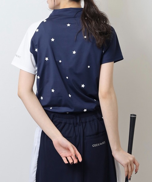 CECIL McBEE(セシルマクビー)の「スターバイカラーラグラン半袖モックネックシャツ(Tシャツ/カットソー・レディース・ホワイト/ネイビー・3(L)/2(M)/1(S))」の9枚目の写真