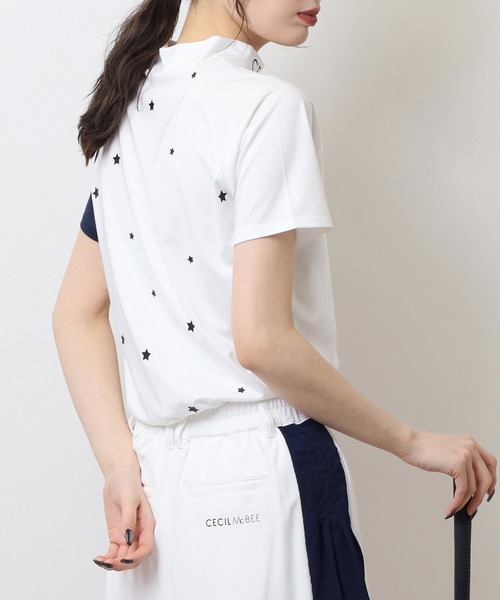CECIL McBEE(セシルマクビー)の「スターバイカラーラグラン半袖モックネックシャツ(Tシャツ/カットソー・レディース・ホワイト/ネイビー・3(L)/2(M)/1(S))」の21枚目の写真
