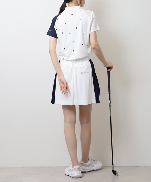 CECIL McBEE(セシルマクビー)の「スターバイカラーラグラン半袖モックネックシャツ(Tシャツ/カットソー・レディース・ホワイト/ネイビー・3(L)/2(M)/1(S))」の5枚目の写真