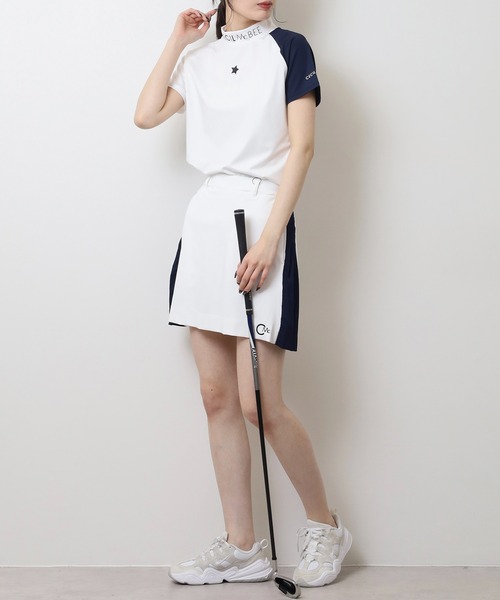 CECIL McBEE(セシルマクビー)の「スターバイカラーラグラン半袖モックネックシャツ(Tシャツ/カットソー・レディース・ホワイト/ネイビー・3(L)/2(M)/1(S))」の4枚目の写真