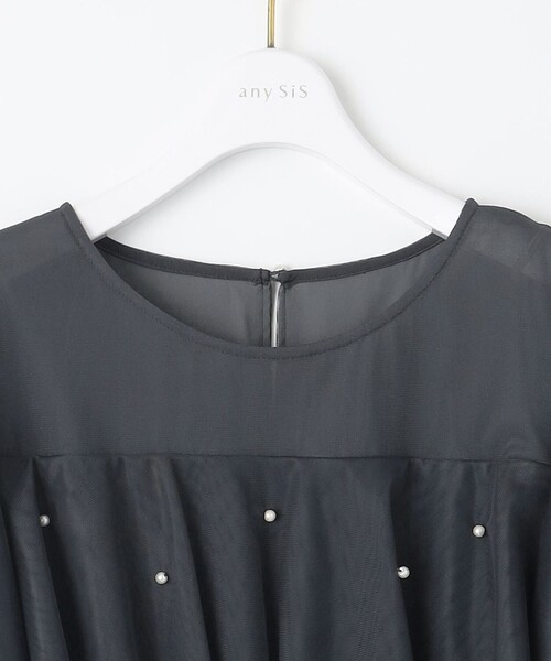 ANY SIS（エニィスィス）の「【Lily Calin】ラッフルチュールフェイクパール ドレス（ドレス・レディース・ダークグリーン系/グレー系・3/2/1）」の7枚目の写真