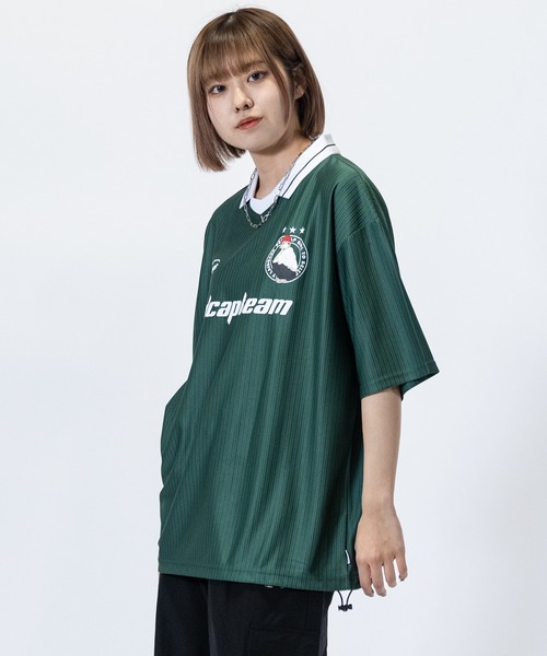 Red Cap Girl（レッドキャプガール）の「【a-r】〔RedCapGirl/レッドキャップガール〕シャドウストライプ チームデザイン ゲームTシャツ（Tシャツ/カットソー・メンズ・ブラック/ホワイト/グリーン・MEDIUM/LARGE）」の19枚目の写真
