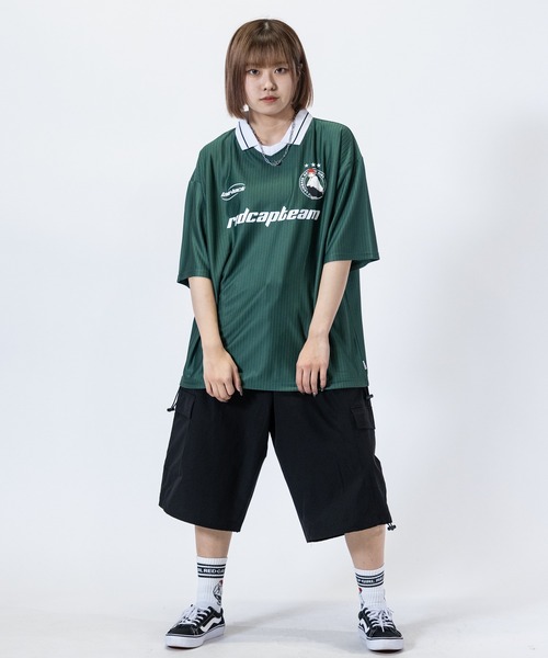 Red Cap Girl（レッドキャプガール）の「【a-r】〔RedCapGirl/レッドキャップガール〕シャドウストライプ チームデザイン ゲームTシャツ（Tシャツ/カットソー・メンズ・ブラック/ホワイト/グリーン・MEDIUM/LARGE）」の21枚目の写真