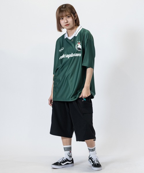 Red Cap Girl（レッドキャプガール）の「【a-r】〔RedCapGirl/レッドキャップガール〕シャドウストライプ チームデザイン ゲームTシャツ（Tシャツ/カットソー・メンズ・ブラック/ホワイト/グリーン・MEDIUM/LARGE）」の22枚目の写真