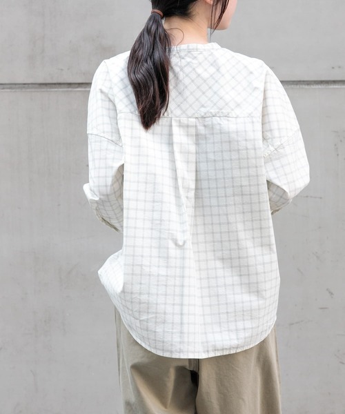 FORK&SPOON（フォークアンドスプーン）の「FORK&SPOON　コットンナイロンシャツ（シャツ/ブラウス・レディース・ブルー/オフホワイト・1）」の6枚目の写真