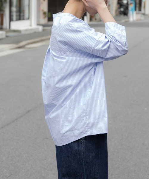 FORK&SPOON（フォークアンドスプーン）の「FORK&SPOON　コットンナイロンシャツ（シャツ/ブラウス・レディース・ブルー/オフホワイト・1）」の10枚目の写真