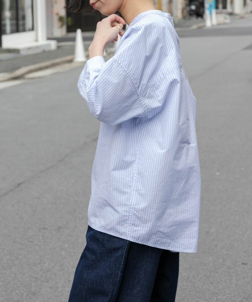 FORK&SPOON（フォークアンドスプーン）の「FORK&SPOON　コットンナイロンシャツ（シャツ/ブラウス・レディース・ブルー/オフホワイト・1）」の12枚目の写真