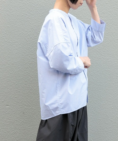 FORK&SPOON（フォークアンドスプーン）の「FORK&SPOON　コットンナイロンシャツ（シャツ/ブラウス・レディース・ブルー/オフホワイト・1）」の16枚目の写真