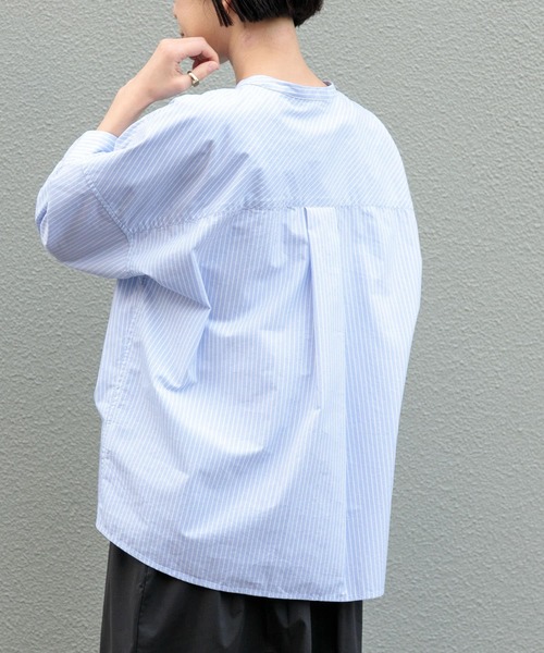 FORK&SPOON（フォークアンドスプーン）の「FORK&SPOON　コットンナイロンシャツ（シャツ/ブラウス・レディース・ブルー/オフホワイト・1）」の18枚目の写真