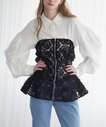 Tulle bare top & shirt set