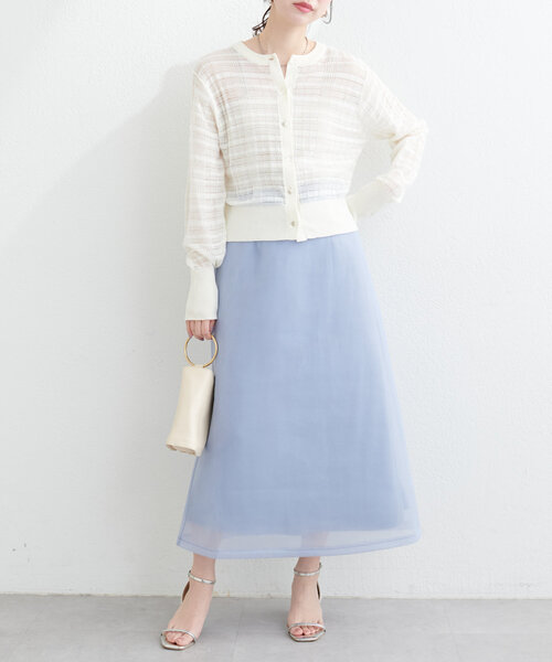 natural couture（ナチュラルクチュール）の「シアーツイード調カーデ（カーディガン/ボレロ・レディース・ブラック/ブルー/ラベンダー/オフホワイト・FREE）」の8枚目の写真