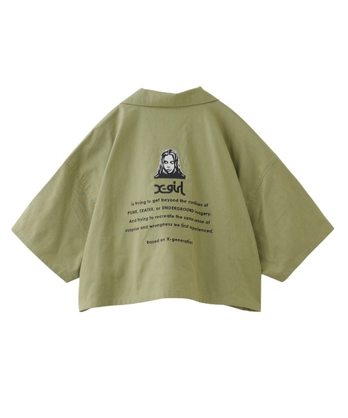X-girl（エックスガール）の「FACE OPEN COLLAR CROPPED SHIRT（シャツ/ブラウス・レディース・ブラック/オリーブ/ブルー・S/M）」の3枚目の写真