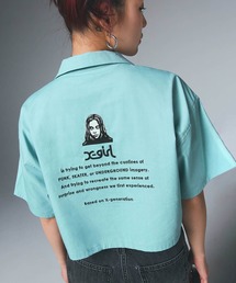 X-girl(GbNXK[)FACE OPEN COLLAR CROPPED SHIRT(Vc/uEX)