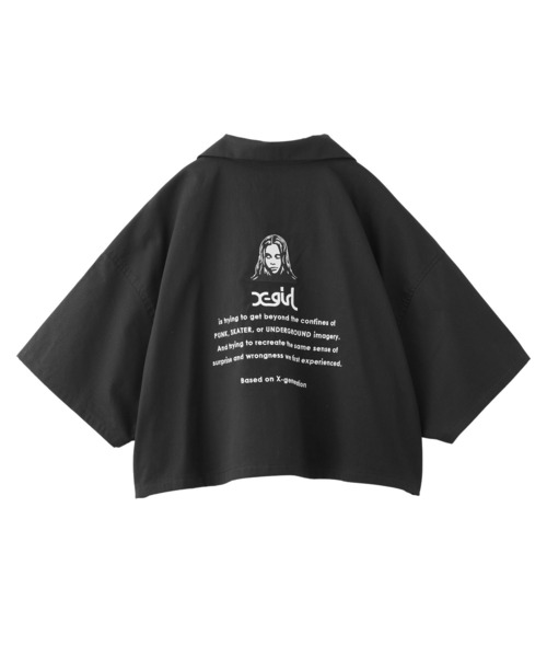 X-girl（エックスガール）の「FACE OPEN COLLAR CROPPED SHIRT（シャツ/ブラウス・レディース・ブラック/オリーブ/ブルー・S/M）」の2枚目の写真