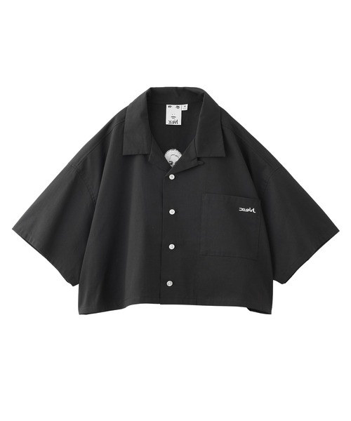 X-girl（エックスガール）の「FACE OPEN COLLAR CROPPED SHIRT（シャツ/ブラウス・レディース・ブラック/オリーブ/ブルー・S/M）」の6枚目の写真