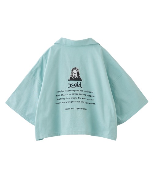 X-girl（エックスガール）の「FACE OPEN COLLAR CROPPED SHIRT（シャツ/ブラウス・レディース・ブラック/オリーブ/ブルー・S/M）」の16枚目の写真