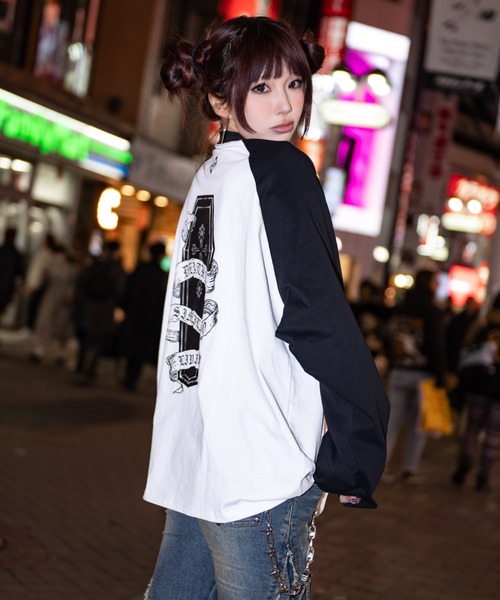 REFLEM/レフレム』ピアス付きラグランL/S TEE/ロングスリーブ