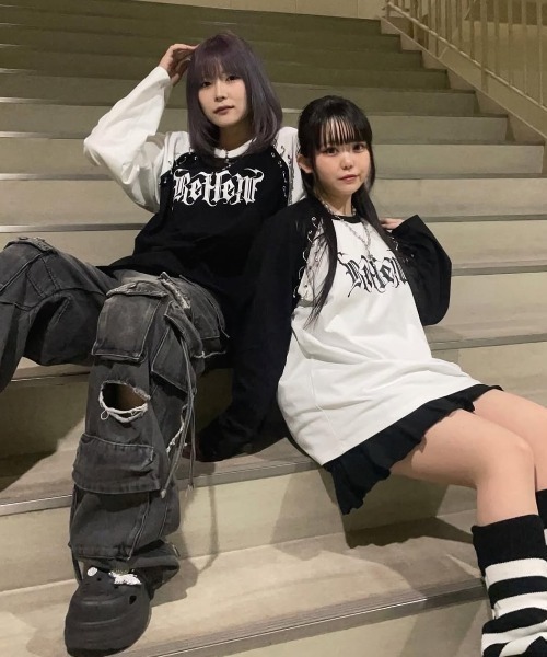 レフレム ピアス付きラグランL/S TEE/ロングスリーブカットソー REFLEM/レフレム』ピアス付きラグランL/S TEE/ロングスリーブ