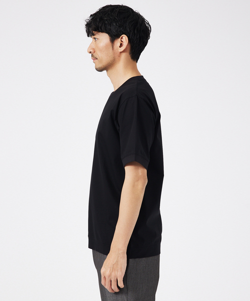 ABAHOUSE GRAY(アバハウスグレイ)の「【接触冷感】シルケット天竺ワイドリブ 半袖Tシャツ(Tシャツ/カットソー・メンズ・グリーン/ホワイト/ネイビー/ブラック/グレイッシュベージュ・46/44/50/48)」の7枚目の写真