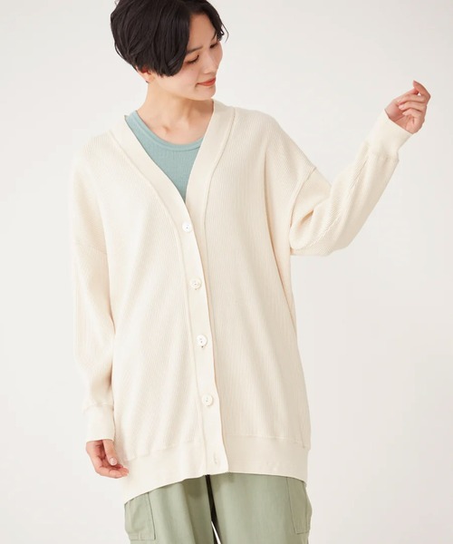 FilMelange（フィルメランジェ）の「Filmelange / フィルメランジェ DAISY Cotton Wool Broad Stitch Smooth デイジー コットンウール ロングカーディガン（カーディガン/ボレロ・レディース・ナチュラル・1）」の3枚目の写真
