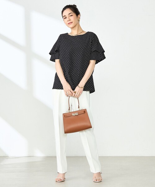 NOLLEY’S（ノーリーズ）の「【追加】サッカードットバックフリルブラウス（シャツ/ブラウス・レディース・ホワイト系その他4/ブラック系その他3・38）」の4枚目の写真