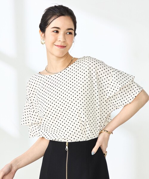 NOLLEY’S（ノーリーズ）の「【追加】サッカードットバックフリルブラウス（シャツ/ブラウス・レディース・ホワイト系その他4/ブラック系その他3・38）」の7枚目の写真