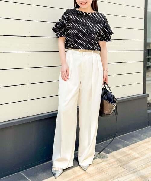 ブラウス シャツ バックフリルドットブラウス レディース Aletta vita ブラウス シャツ ドットボタンバックフリルシアー
