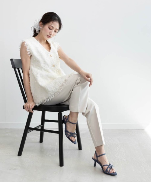 RANDA（ランダ）の「ミニリボンナローストラップサンダル（サンダル・レディース・ブラック/ホワイト/インディゴブルー/パープル・S/L/M/LL）」の18枚目の写真