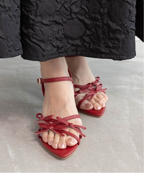 RANDA（ランダ）の「ミニリボンナローストラップサンダル（サンダル・レディース・ブラック/ホワイト/インディゴブルー/パープル・S/L/M/LL）」の11枚目の写真