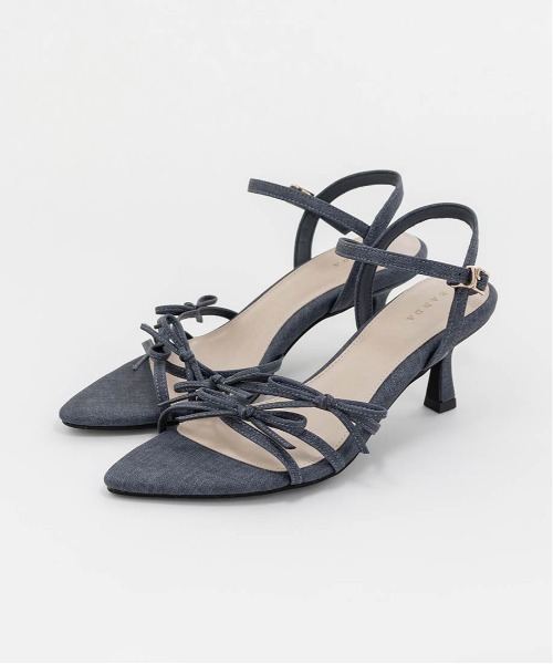 セール】ミニリボンナローストラップサンダル（サンダル
