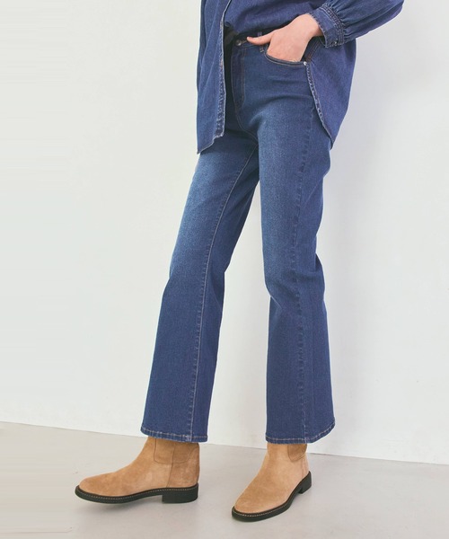 coca（coca）（コカ）の「テレコ風デニムフレアパンツ（デニムパンツ・レディース・ブルー/ライトブルー・S/L/M）」の7枚目の写真