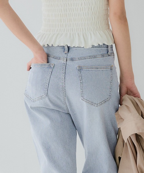 coca（coca）（コカ）の「テレコ風デニムフレアパンツ（デニムパンツ・レディース・ブルー/ライトブルー・S/L/M）」の11枚目の写真